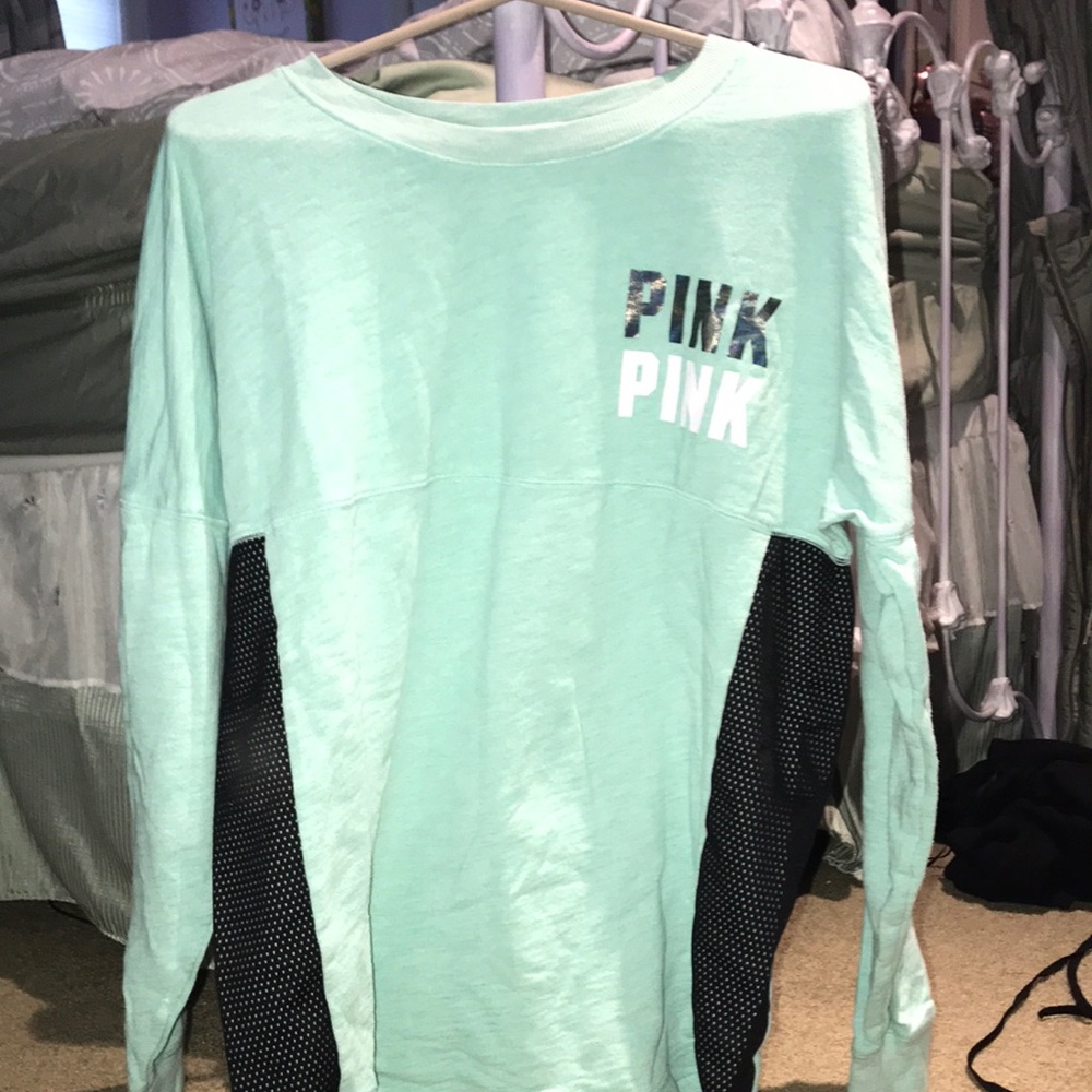 mint green PINK crew neck